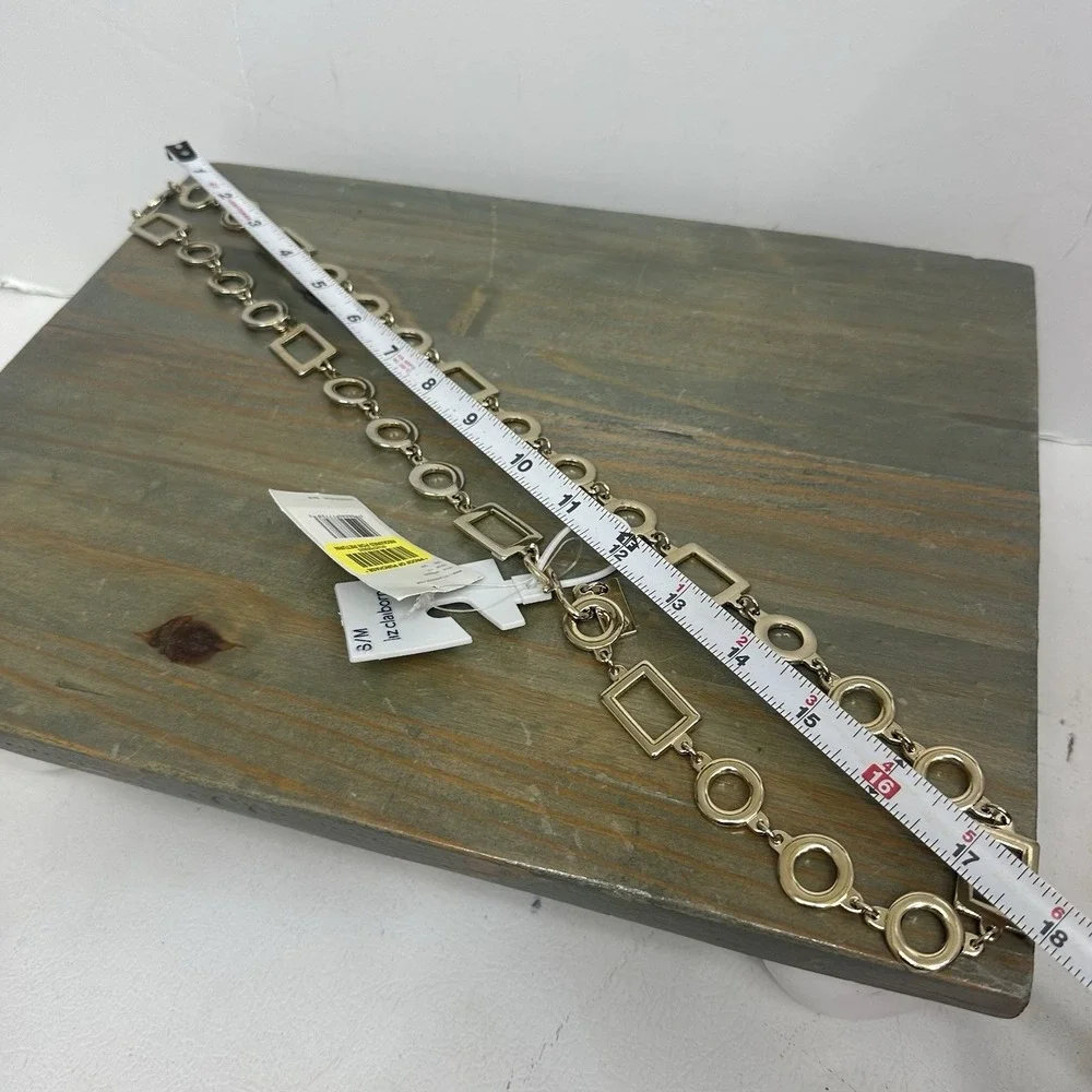Liz Claiborne Y2K Gold Tone Chain Belt Geometric Links Hip Belt Retro Sz 8 M 34